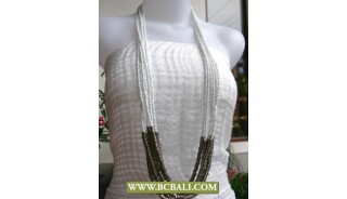 Cute Style Layer Necklace White Beads mix Metal